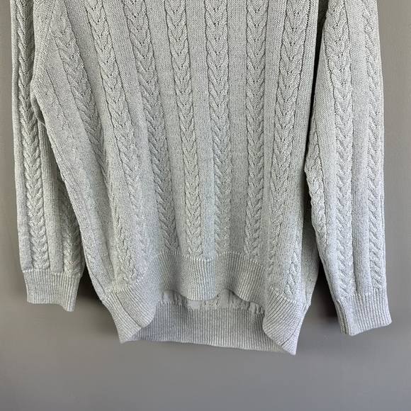 Athleta Womens Crossroads Crew Sweater Cable Knit Metallic M Merino Wool Blend - Picture 5 of 11